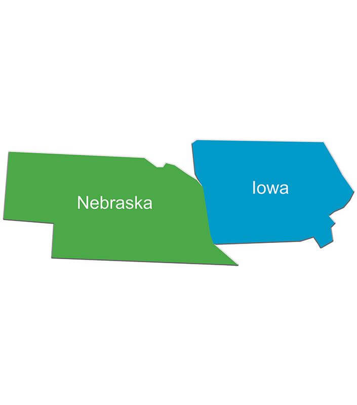 Nebraska and Iowa