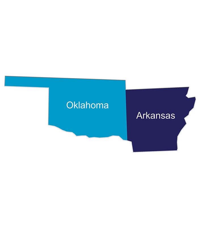Oklahoma and Arkansas