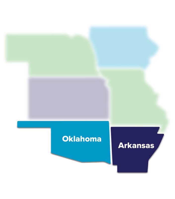 Oklahoma and Arkansas