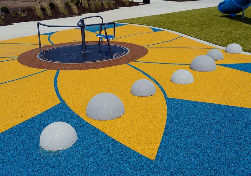 Sunflower design surfacing with half dome steppers