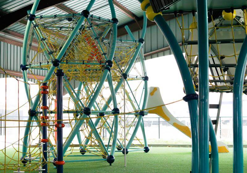 Rope climbing structures at Atlas Elementary